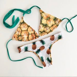 BALI | 2PC SET PINEAPPLE REVERSIBLE TIE CHEEKY BRAZILIAN STRING BIKINI